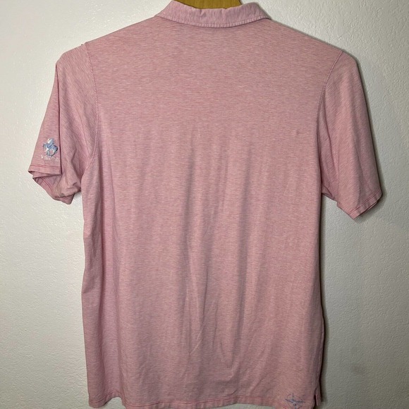 B. Draddy Men's XXL 2XL Pink White Striped Short Sleeve Golf Polo Shirt - Picture 4 of 8